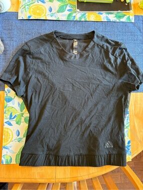 adidas Black Short Sleeve Cropped Tee